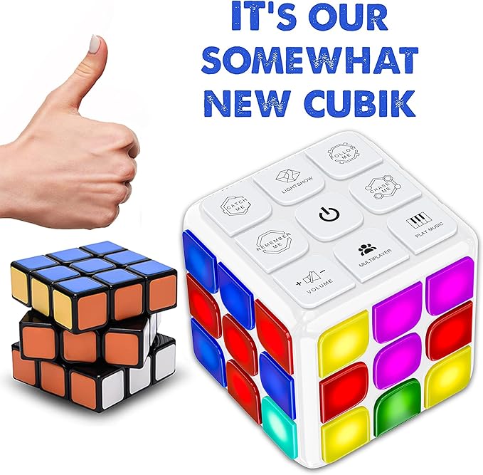 Skywin Puzzle STEM Memory Cube Game, Entertaining, Fun & Unique Flashing Memory Cube, Electronic Memory & Speed Game Development for Kids & Adults, Brain Hands and Eyes Coordination Game Cubes (White)