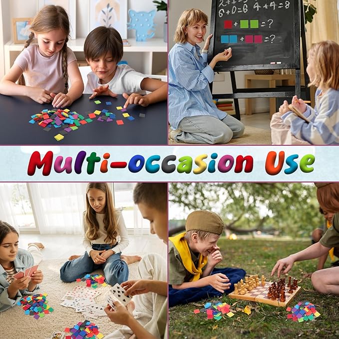 Coopay 1000 Pcs Foam Square Color Tiles, Math Counters, Sorting Colored Foam Squares Math Counting Manipulatives, Game Tokens, Bingo Chips, Classroom Crafts for Kids Learning Development Toys