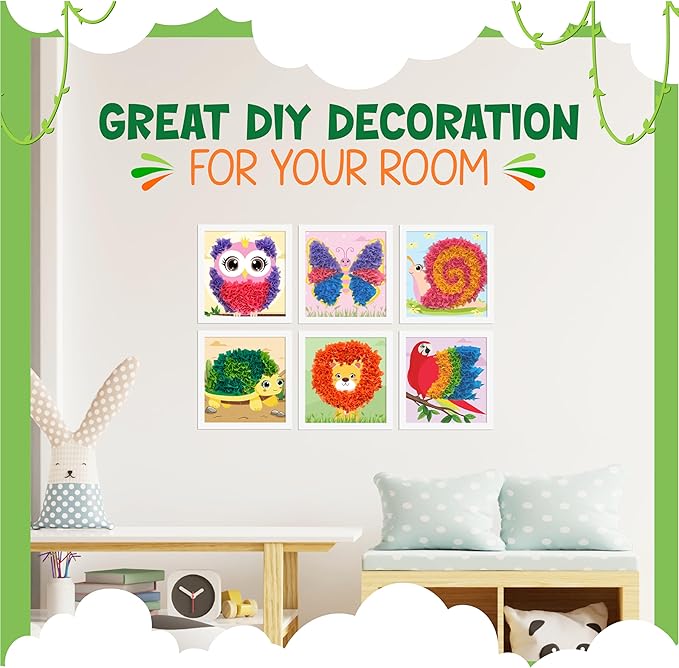 jackinthebox Poke Poke Art – Animals Theme, Mess-Free Fabric Art and Craft, Flower Pressing Kits, Gift for Kids, Girl Gifts, Boy Gift, Toys for Girls and Boys Ages 4 5 6 7 8