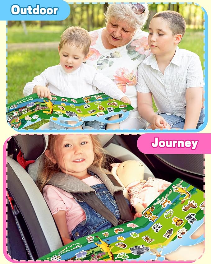 Reusable Sticker Book for Toddlers 2-4 Years, Stickers for Kids, Toddler Craft Activities, Toddler Travel Toys Ages 2+ Boy Girl Birthday Gifts