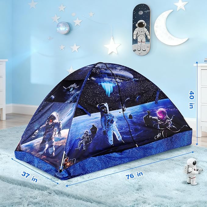 Kid Bed Tent -Twin Play Tent Baby Toddlers Dream Playhouse for Bedroom Decor Indoor Games Twin Size Bed Canopy by CRAWLBO(Galagy)