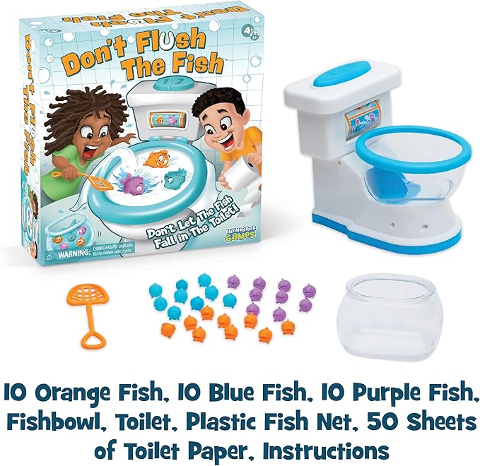 PlayMonster Dont Flush The Fish Board Games for Kids - Strategy Board Games for Family Game Night for Kids and Adults, Fun Balancing Game, Preschool, Toddler Toys, Ages 4+
