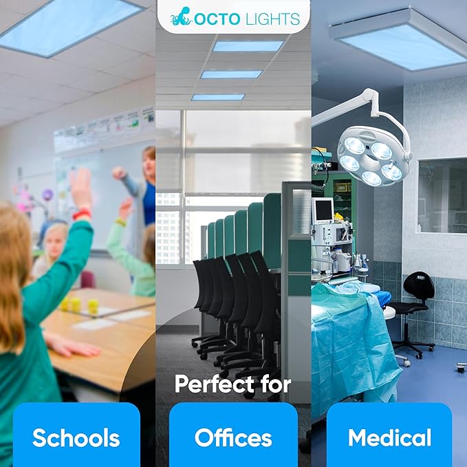 Fluorescent Blue Light Covers for Ceiling Lights - Magnetic Cover for Fluorescent Or LED Fixture - Must Haves for Teacher Supplies - Classroom, Home, Office Decor - Sensory Filters Overhead Lighting