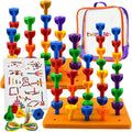 Pegs Board Game Set Jumbo Pack | 48 Pegs + 2 Boards & Storage Bag W/Handle Easy to Carry. for Motor Skills Sorting Counting Color Recognition Occupational Therapy Toddler and Preschool by Twinkle me