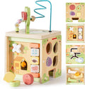ROBOTIME Wooden Activity Cube with Bear Orchard Theme, 9-in-1 Montessori Toys for 12M+ Boys & Girls, Educational Learning Toys for Toddlers Age 1-3, 1st Birthday Gift