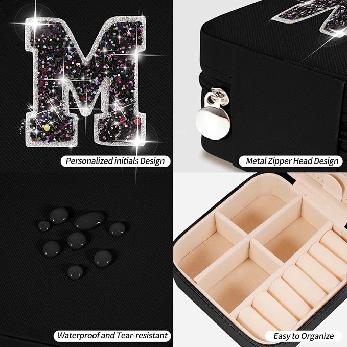 Travel Jewelry Case - Mothers Day Gifts for Mom,Mom Gifts from Daughter,Gifts for Mom,Gifts for Wife Sister Her,Birthday Gift for Mom,Mother in Law Gift,Mama Gifts Idea | Black,M