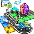 Magnetic Tiles Road Set, Magnetic Building Blocks for Toddlers, STEM Construction Toys for Kids Ages 3+, Gifts Toys for Boys & Girls - 38 PCS