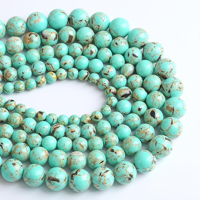 10MM 38PCS Peacock Blue Shell Turquoise Spacer Loose Beads for Jewelry Making DIY Bracelet Necklace