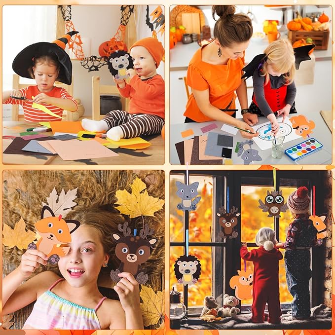 DIYASY 12 Pcs Fall Animal Craft for Kids, Make You Own Animal Foam Stickers Thanksgiving Craft Kits Arts and Crafts DIY Kid Friendly Autumn Decorations Games Party Activities Supplies Age 3-5 4-8