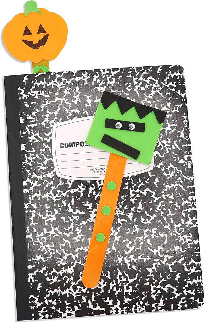 4E's Novelty Halloween Bookmark Craft for Kids - 12 Pack Bulk Kids Halloween Crafts Ages 4-8, 8-12 Halloween Activities for Kids Classroom 2025 Halloween Bookmarks, DIY Foam Halloween Craft Kit