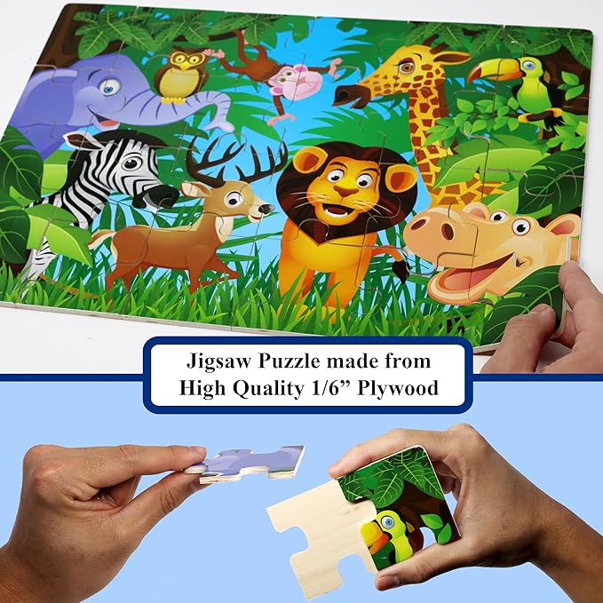 Think2Master Alphabet Whiteboard & Animal Puzzle (PreK, Kindergarten, 1st) for Families, Home School & Classrooms. Learn to Read & Write Size 14.5” x 10.5" (Animal Edition)
