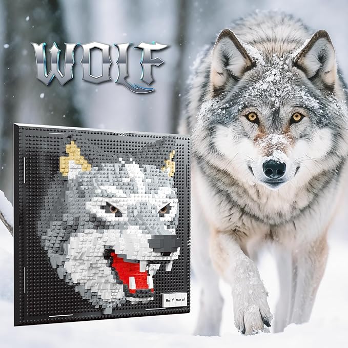 Wolf Micro Mini Building Block Sets for Adults, No Compatible with Lego, 3D Animals Wall Art Kits for Home Wall Decor & Table Display, Creative Toy Gifts for Kids Teens Boys Girls (2214 PCS)