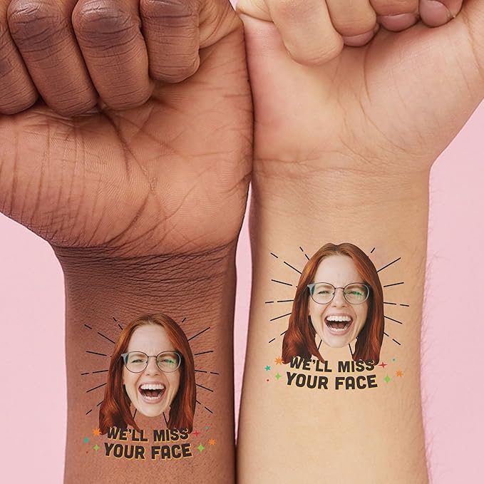 Big Dot of Happiness Custom Photo Miss You - Going Away or Welcome Back Party Favors - Fun Face Temporary Tattoos - Set of 12