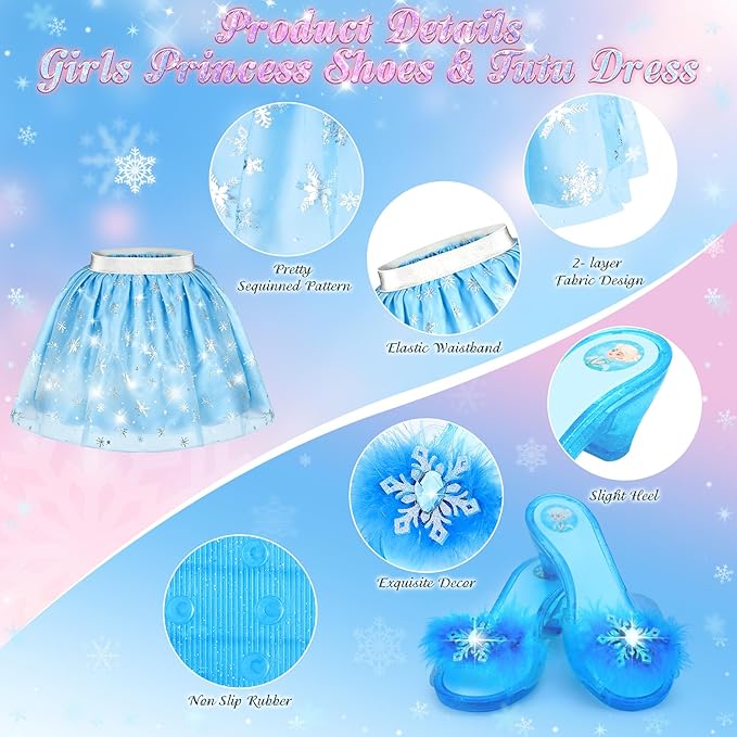 VGOFUN Princess Dress Up Shoes Set,Princess Dress Up Toys Toddler Jewelry Boutique Kit Girls Dress Up Clothes with Princess Shoes Role Play Birthday Party Toys Gifts for Little Girls 3,4,5,6 Years
