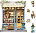 Cutefun Book Nook Kit - DIY Miniature House Kit for Adults and Teens, 3D Wooden Puzzle Mini House Building Kit with LED, Dollhouse Kit Bookshelf Insert Decor Creative Gifts (Anna's Blue Blossom)