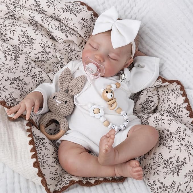 Reborn Baby Dolls - 20 Inch Lifelike Newborn Baby Doll, Realistic Baby Doll with Advanced Painted Veins, Look Real Sleeping Girl Baby with Soft Cloth Body for Kid Age 3+ Laura