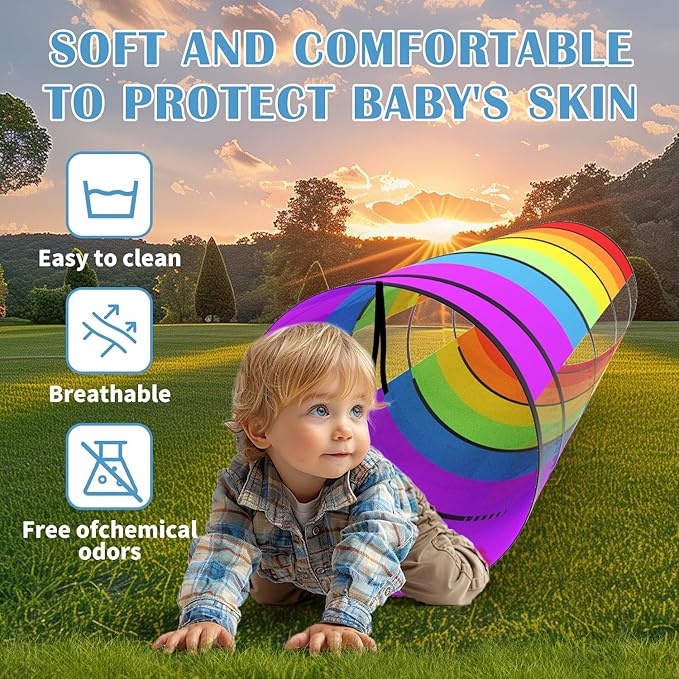 Kids Play Tunnel for Toddlers 70 x 21 Inch Colorful Pop-Up 1-3 Baby Crawling Tunnel Foldable with Breathable for Children Kids Dogs Indoor and Outdoor Backyard Tunnel Toys Gifts