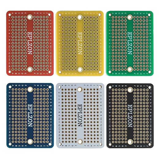 Solderable Breadboard Mini PCB Board Gold-Plated Solder Breadboard for DIY Electronics Projects Apply to Arduino Soldering Projects 2.0"x1.5" Mixed Color(Pack of 6 Pcs)