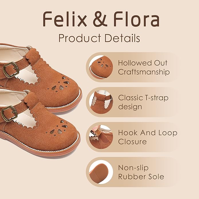 Felix & Flora Toddler Little Girl Mary Jane Dress Shoes - Ballet Flats for Girl Party School Shoes