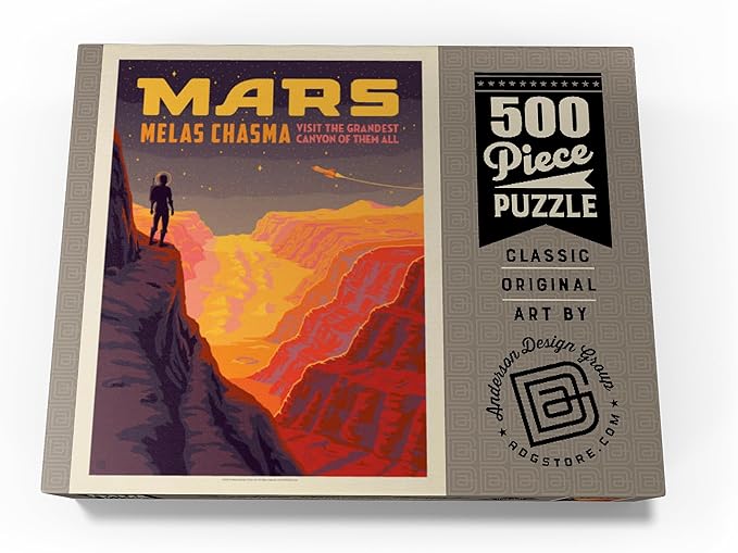 MyPuzzle Mars: Melas Chasma, Vintage Poster - Premium 500 Piece Jigsaw Puzzle for Adults