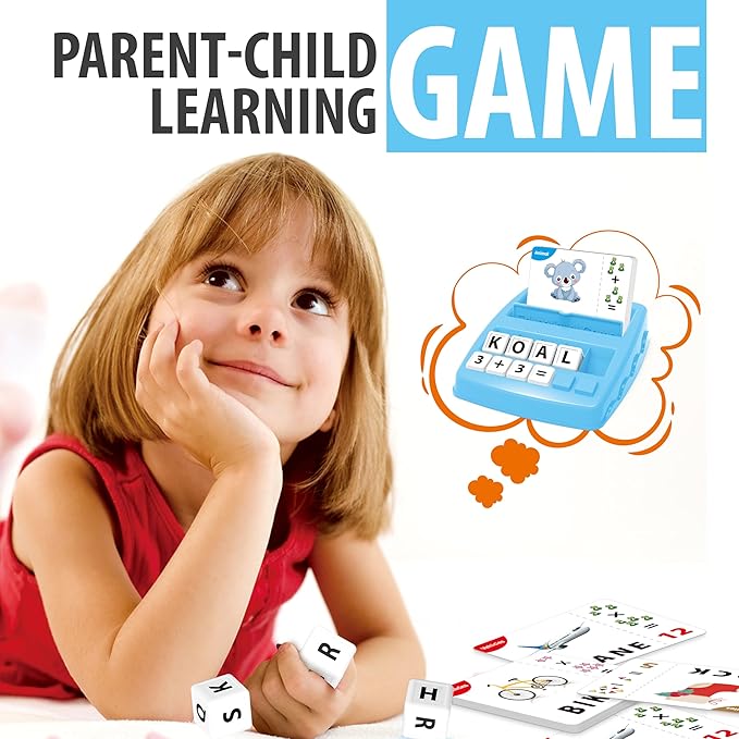 Matching Letter Games,Learning Educational Toys 2 in 1, Numerical Equality Games,Alphabet Spelling Reading Flash Cards,Early Education Gift Toys for 3,4,5,6,7 Year Olds (Blue)