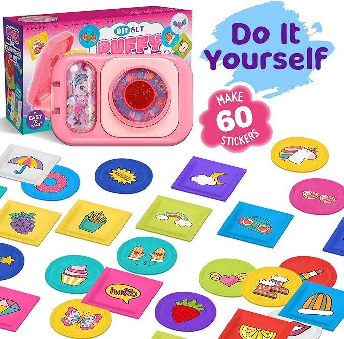 Puffy Sticker Maker Kit for Kids - Make Your Own 3D Stickers Ages 6-10 - Create DIY Craft Machine Unicorn Arts and Crafts Kits for Girls & Boys (60 Stickers)