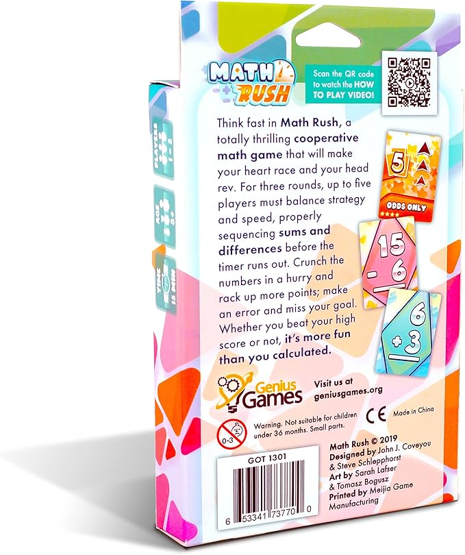 Math Rush: Addition & Subtraction (Volume 1) - A Cooperative Time-Based Math Flash Card Game for Kids 8-12, Puzzle Games and Fun Stuff for Middle School Math Class, Homeschool - STEM Toys & Games