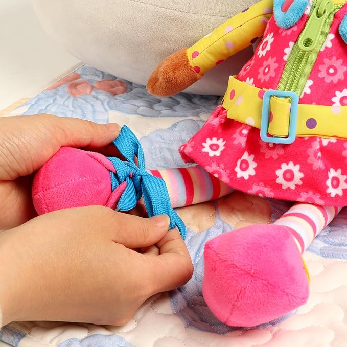 Snuggle Stuffs Sugar Snap Plush Learn to Dress Doll for Toddlers - 15" - for 2 Year Old Girl - Montessori