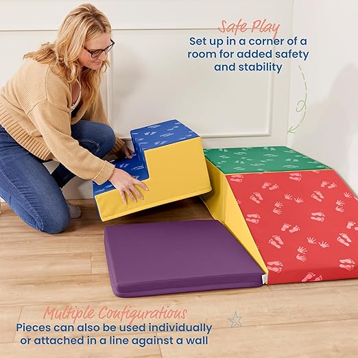 ECR4Kids SoftZone Little Me Corner Climber, Toddler Playset, Assorted, 4-Piece