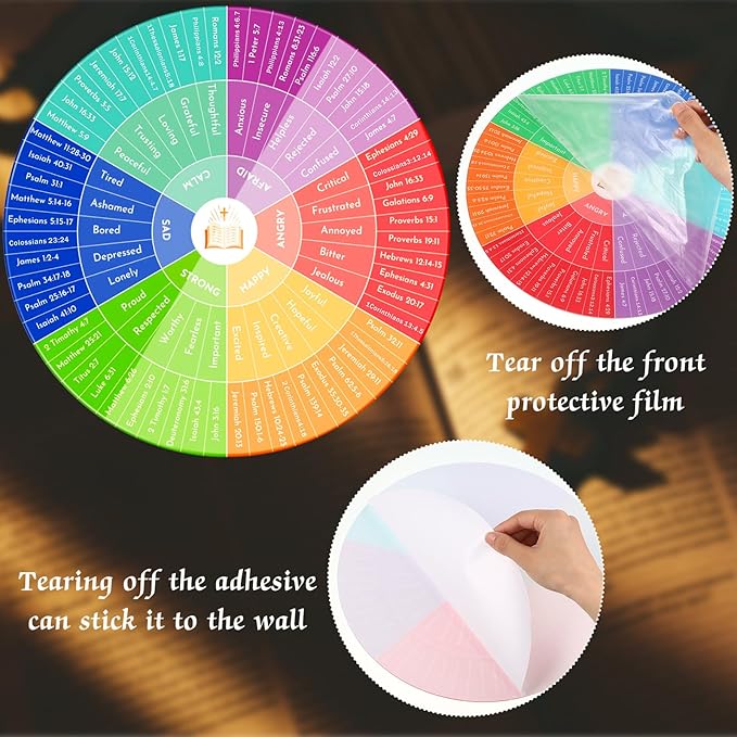 Eersida 2 Pcs Bible Emotion Wheel Chart 12 Inch Acrylic Feelings Chart Emotional for Office Calm Down Corner Decor Social Worker Wall Gift