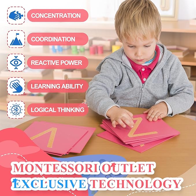 MONTESSORI OUTLET Capital Case Sandpaper Letters - Print for 3-6 Years Montessori Education at School and Home