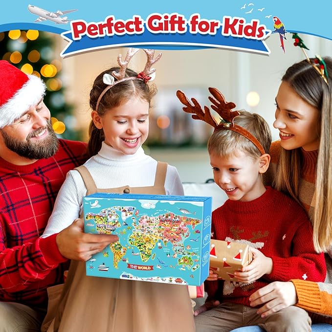 Toys for 3-8, Geography Busy Book Sensory Toys for Boys 3-6 Educational Toy for Kids Boy 4-9 Preschool Learning Activities Homeschool Birthday Gift for Girls and Boys Ages 5-7