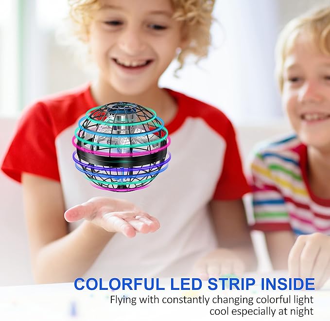LEMATRIX 2024 Flying Orb Ball Toy, Hover Ball Boomerang Fly Fidget Spinner, Cool Toys Gifts for 6 7 8 9 10 11 12+ Years Old boy Girls Teens, Hand Mini Drone Cosmic Globe, Indoor Outdoor Toys(Black)