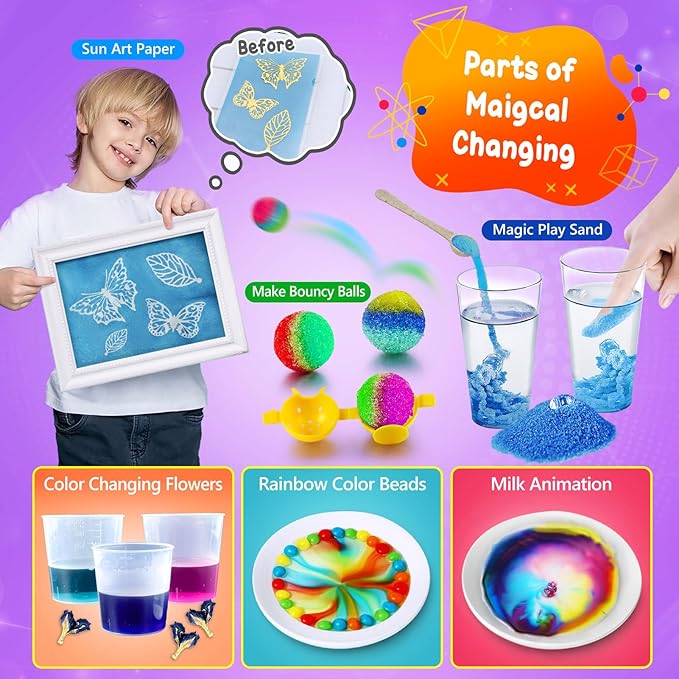 UNGLINGA 111 Experiments Science Kit for Kids, Chemistry Set, S.T.E.M Toys Boys Girls Birthday Gifts, Volcano, Crystal, Physics Lab Educational Learning Project