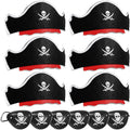 Legigo 12 Pcs Pirate Hat with Eye Mask - Classic Costume Cap Accessories for Pirate Party Cosplay Caribbean Dress, Black