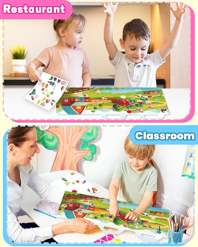 Reusable Sticker Book for Toddlers 2-4 Years, Stickers for Kids, Toddler Craft Activities, Toddler Travel Toys Ages 2+ Boy Girl Birthday Gifts