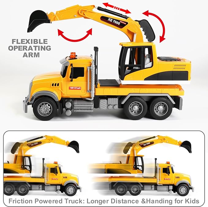 Dwi Dowellin Large Excavator Truck Toy for 3 4 5 6 Year Old Boys,Truck Toy with Sound and Light