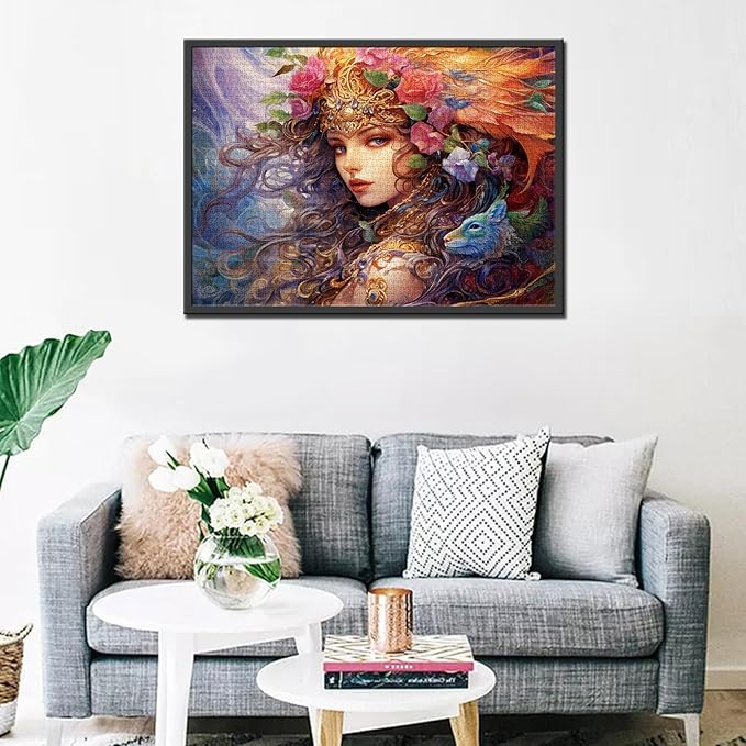 Tucocoo 1000 Piece Jigsaw Puzzles for Adults Fairy Girl Portraits Painting Puzzle Beautiful Flowers Female Puzzles for Challenging Family Activity Game Colorful DIY Puzzle Wall Decor Gifts