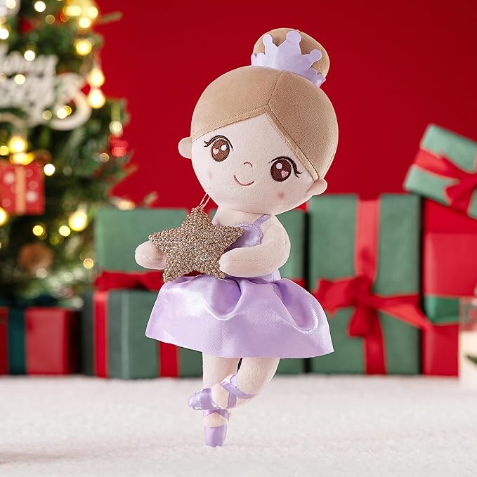 Gloveleya Baby Girl Gifts Dolls Soft Plush Toy Ballet Girl Doll Pale Purple 14 Inches with Gift Box…