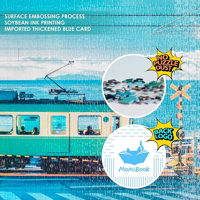 MOMIBOOK 1000 Piece Puzzle for Adults Jigsaw Puzzles of Seaside Kamakura Story, Painting Image Summer Difficult Challenging Hard Impossible Puzzle Unique Funny Christmas Birthday Gifts
