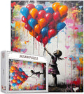 Tucocoo Colorful Balloon Puzzles for Adults 1000 Pieces, Banksy Little Girl Street Artwork Jigsaw Puzzle 20 x 27 Inches Colorful DIY Puzzles for Home Decoration, Family Puzzle Perfect for Game Nights