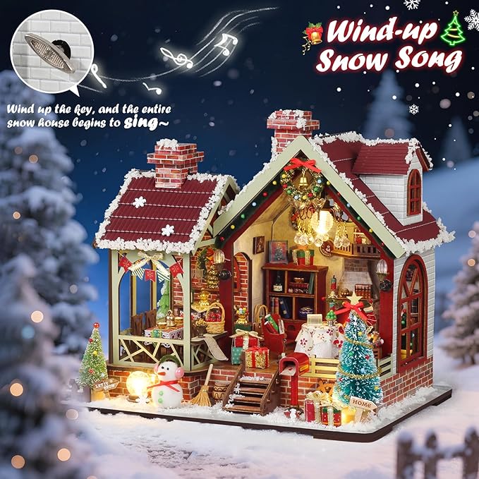 2025 New Christmas Miniature House Kit, Tiny House Kit with Music and Light, DIY Mini House Building Kits for Adults to Building, Unique Gift for Birthday Christmas, Winterfest Have