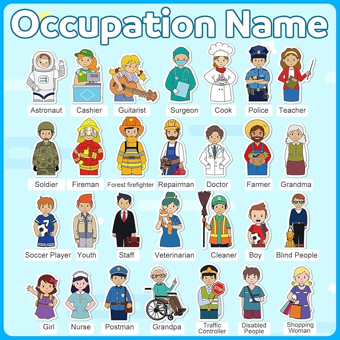 28 Pcs Community Helpers Finger Puppets Pretend Play Toys, People Finger Puppets Professions Multicultural Career Toy Soft Velvet Community Helper Pretend Doll for School Class Prizes Birthday Gift