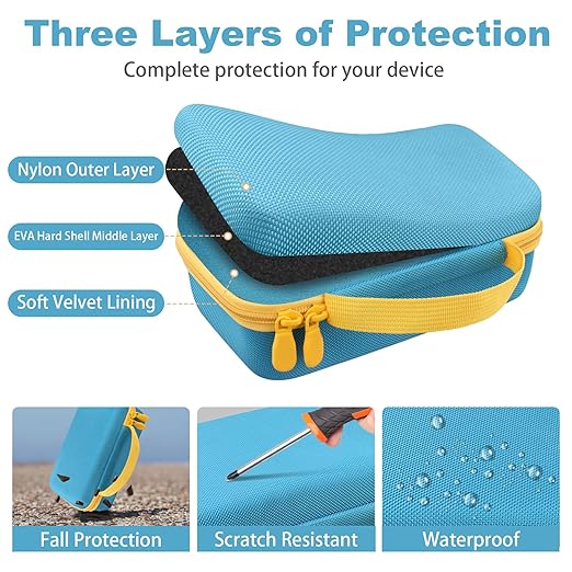 co2CREA Storage Organizer Case for 3D Printing Pen Set, Compatible with SCRIB3D P1/Advanced, MYNT3D Super/Advanced, 3Doodler Start+/Flow/PRO and Filament Refill（Blue Case + Yellow Zipper）