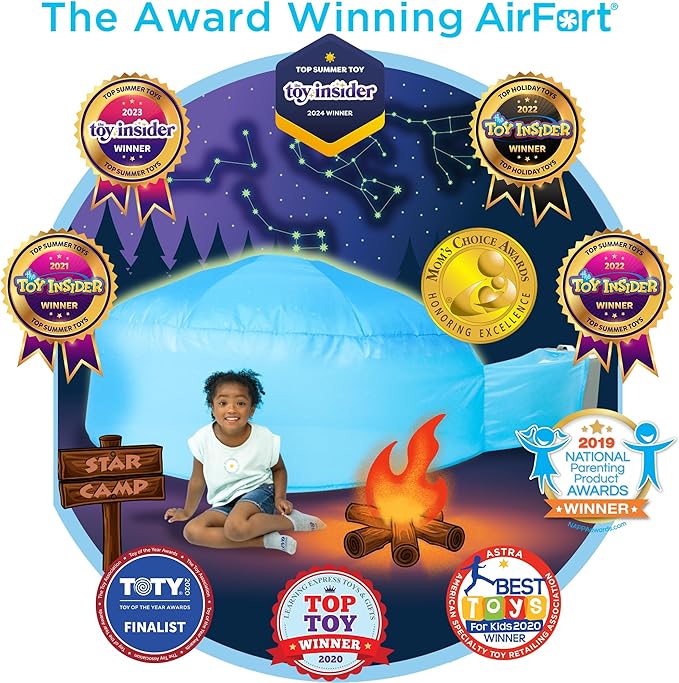 The Original Patented AirFort - Build A Fort in 30 Seconds, Inflatable Fort for Kids, Play Tent for 3-14 Years, A Playhouse Where Imagination Runs Wild, Fan not Included (Constellation)