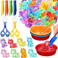 Leitee 62 Pcs Sensory Bin Filler Include 50 Unicorn Acrylic Beads 4 Tweezers 2 Scissors Clips 6 Cups Fine Motor Toys Set for Boys Girls Early Education and Counting Sorting Training