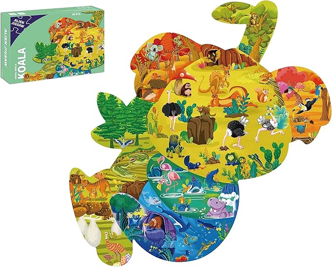 PINU Jigsaw Puzzles for Kids Ages 3-5, 6-8, 8-10, Children Colorful Fun Animal Shaped Puzzle Learning Educational Toys Gifts Games for Boys and Girls (Koala-96 PCS)