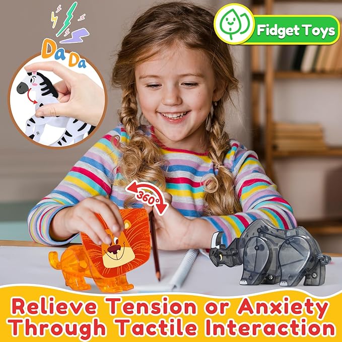 Oriate Magnet Safari Animals for Magnetic Tiles, 5pcs Zoo Animal Toys for Magnetic Blocks, Movable Joint Magnet Safari Animals Figures Compatible with Magnetic Building Tiles for Kids Magnetic Tiles