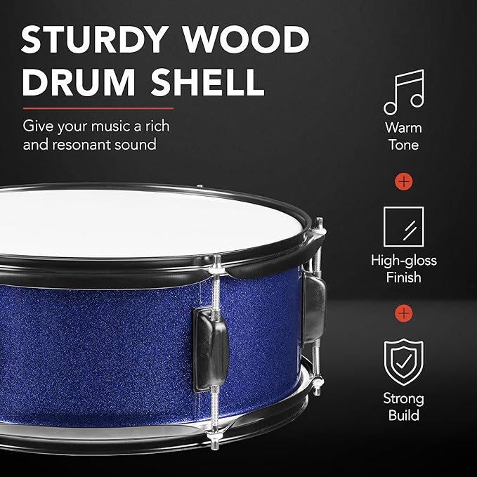Best Choice Products 5-Piece Full Size Complete Adult Drum Set w/Cymbal Stands, Stool, Drum Pedal, Sticks, Floor Tom - Dark Blue Sparkle