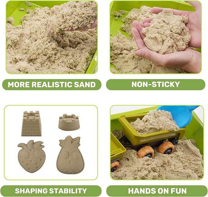 Play Sand Farm Toys, Farm Sensory Bins with 2.2lb Magic Sand, Animal, Take Apart Excavator Trailer Playset, Creativity Sandbox Toys with Lid for Kids 3 4 5 6 Years Old